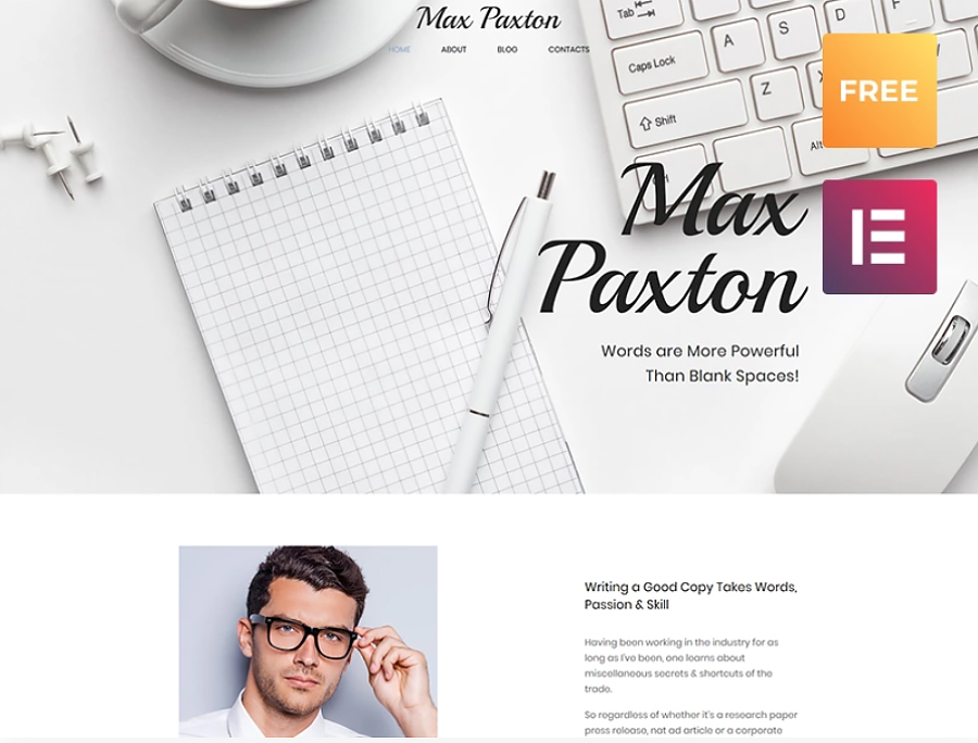 Max Paxton Lite - Copywriter Personal Website Free WordPress Theme